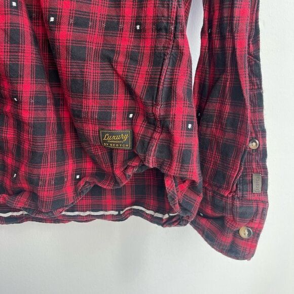 Scotch & Soda Men’s Checked Long Sleeves Button Down Shirt Red Large - Picture 3 of 8